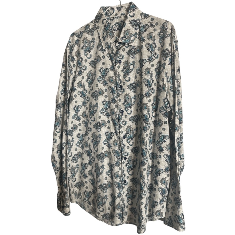 Tasso Elba Mens Dress Shirt Multicolor Paisley Long Sleeves Size L 17